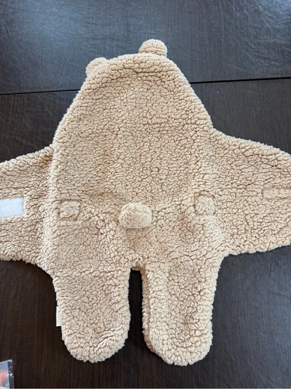 XMWealthy Cozy Sherpa Baby Swaddle with Hood and Ears - Tan Sz 0-6M